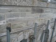 Masonry re-built, showing lead tray leading edge below